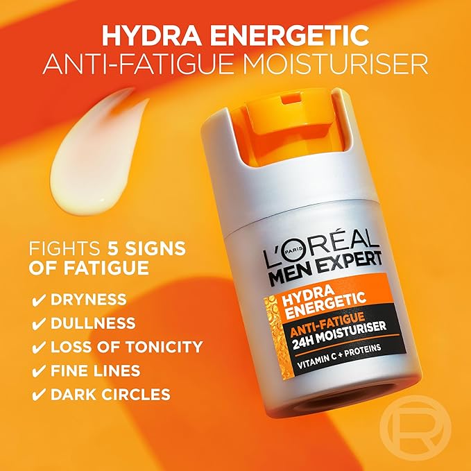 L'Oréal Men Expert Anti-Fatigue Moisturiser, Hydra Energetic Men's Moisturiser With Vitamin C 50ml